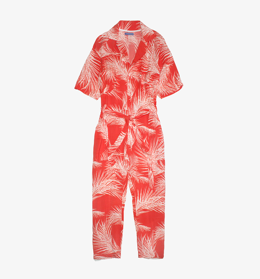 Apres Beach Jumpsuit Red Palms