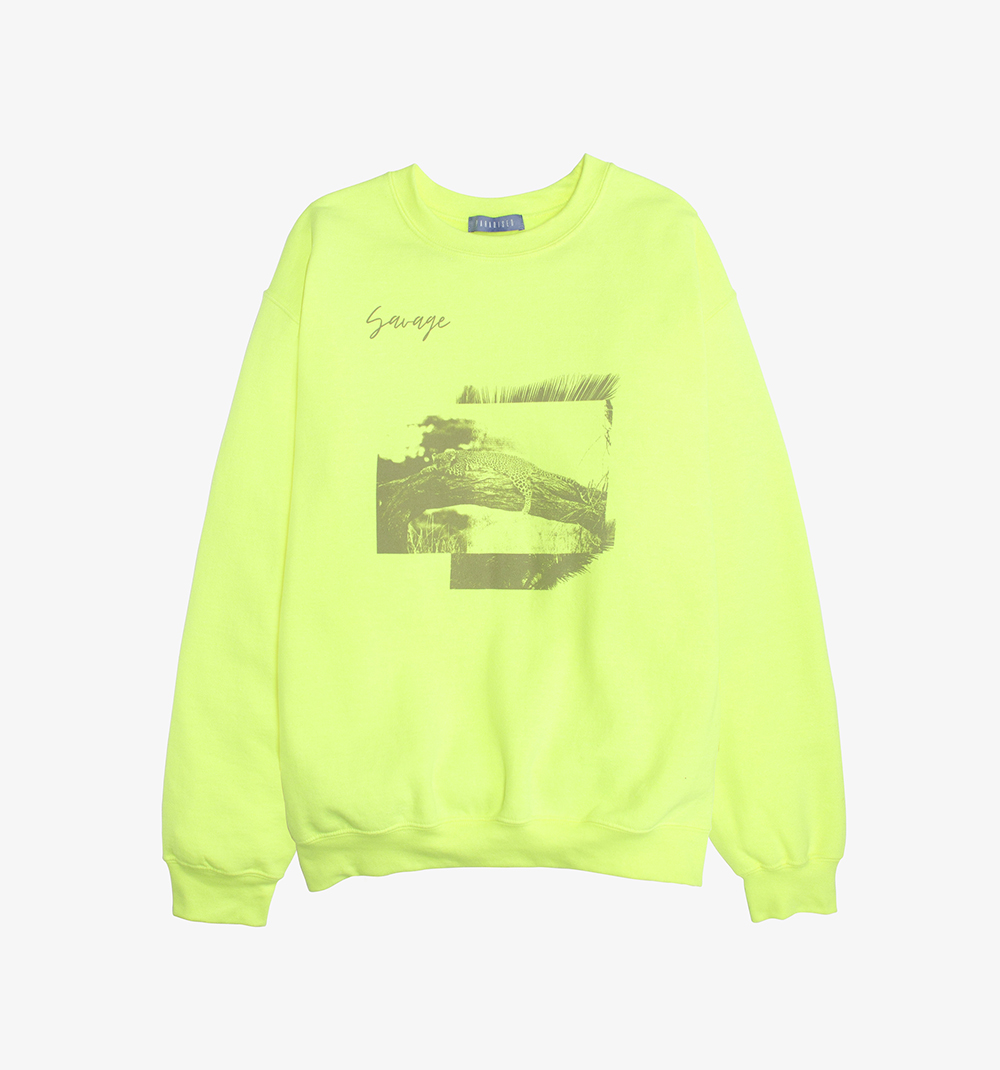 neon yellow crew neck sweatshirt