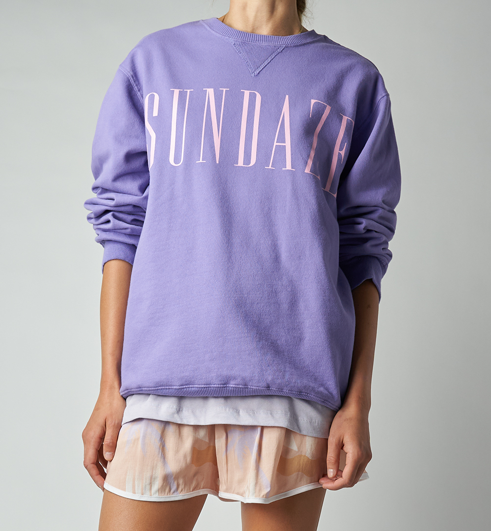 Paradised lilac crewneck sweatshirts with pink Sundaze graphic