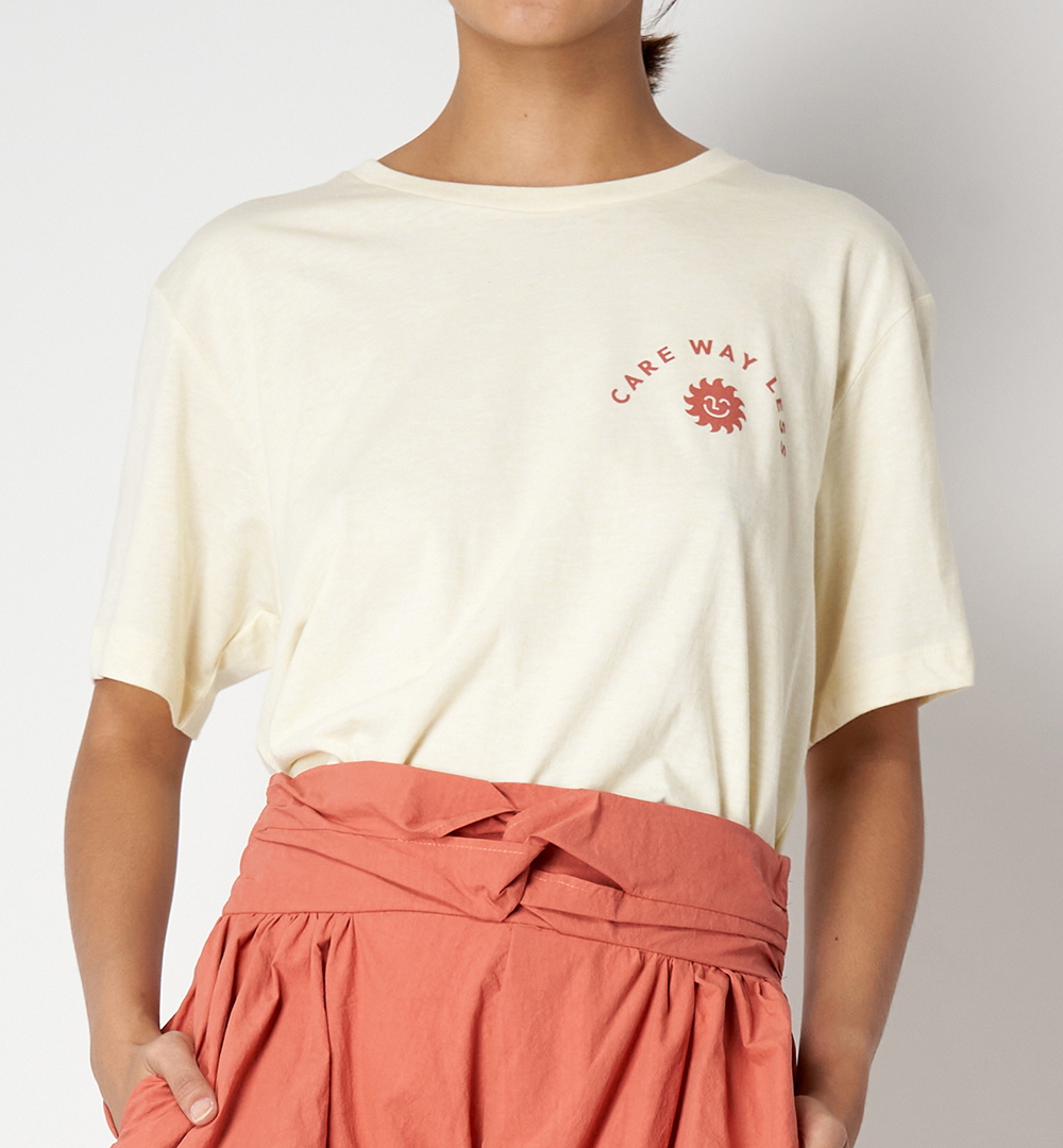 Paradised sustainable Care Way Less Tee in cotton with recycled polyester