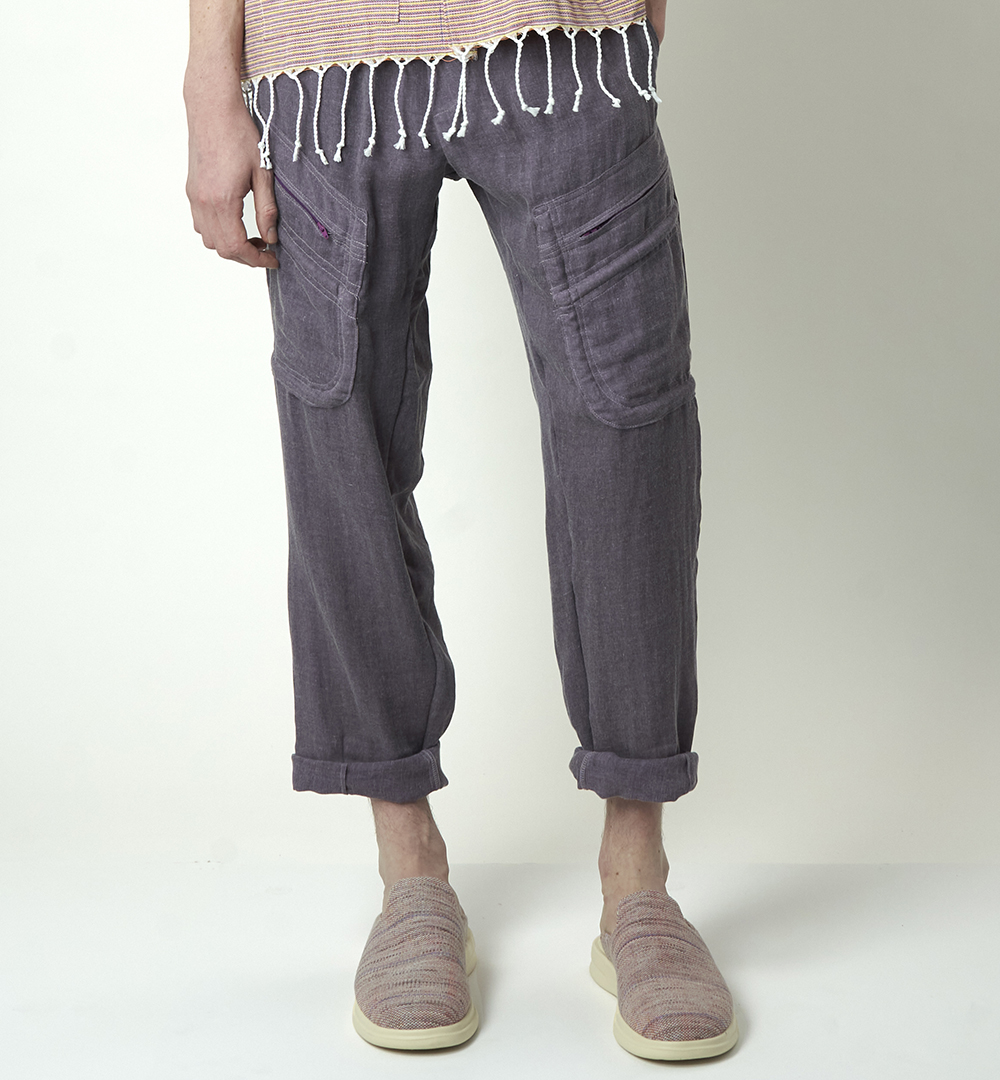Paradised plum faded double gauze Otto pants with utility pockets