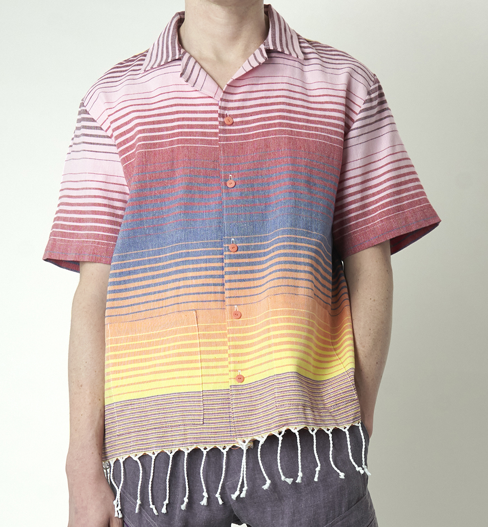 Paradised Wylie Shirt in sunset striped Turkish towel