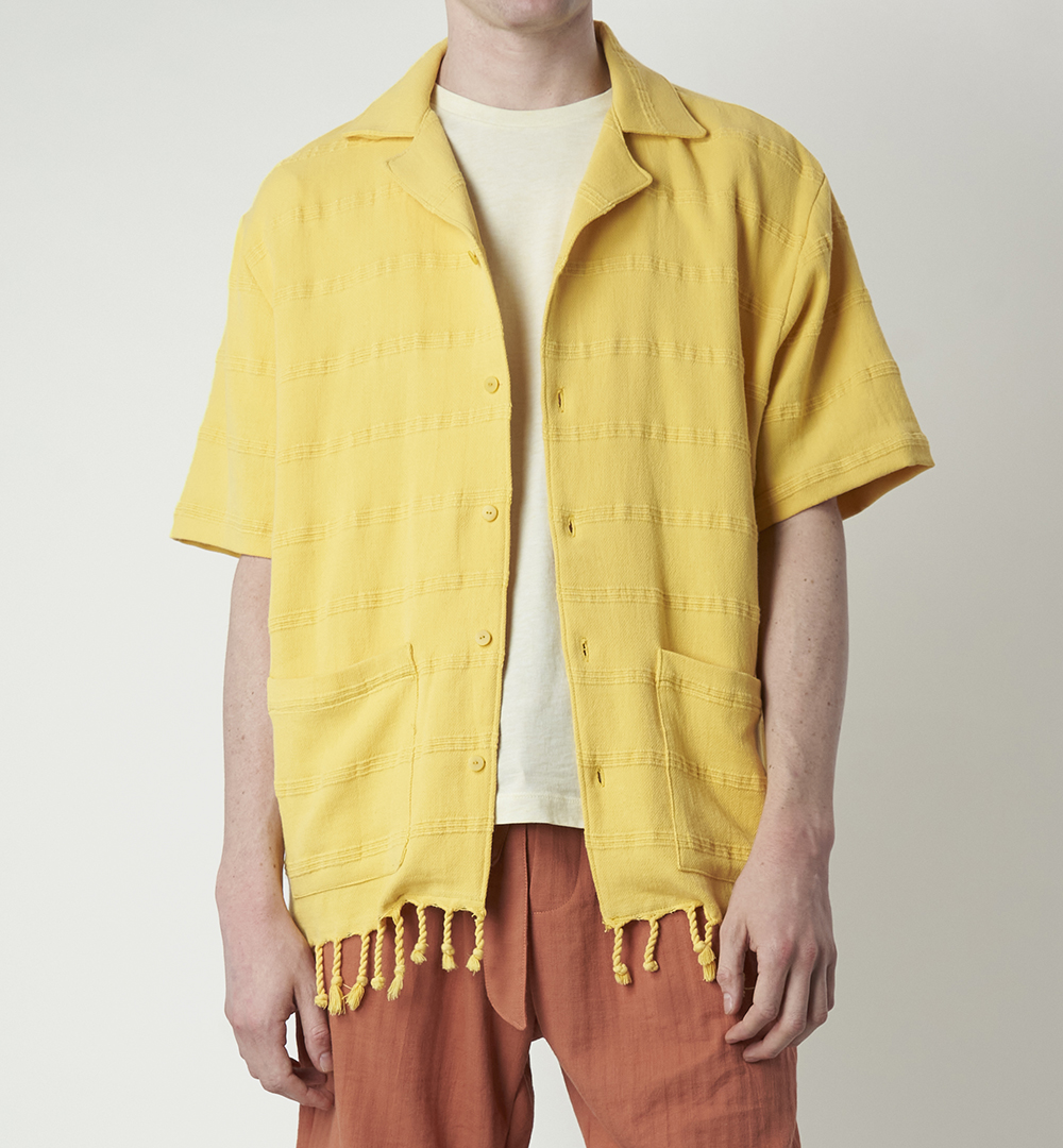 Paradised Wylie Shirt in yellow stonewashed Turkish towel